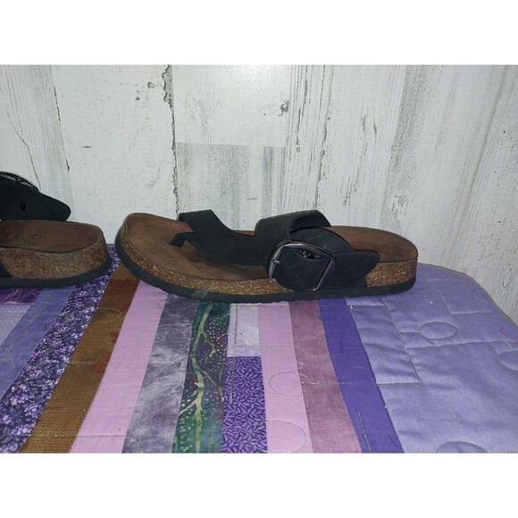 White Mountain Harley Footbed Sandals Black Leather Nubuck womens 9m - Picture 9 of 13
